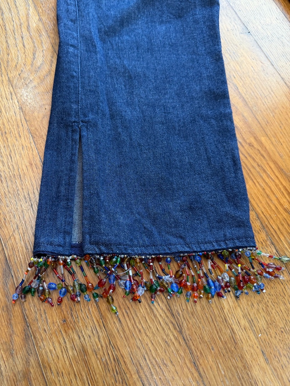 RARE Miss Sixty Jean capri with beaded fridge bottoms - Picture 4 of 14